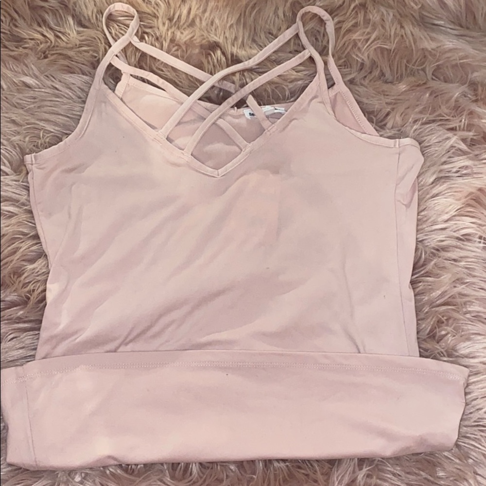 Blush colored criss cross tank!